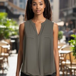 Naked Zebra Green/Gray Sleeveless Blouse